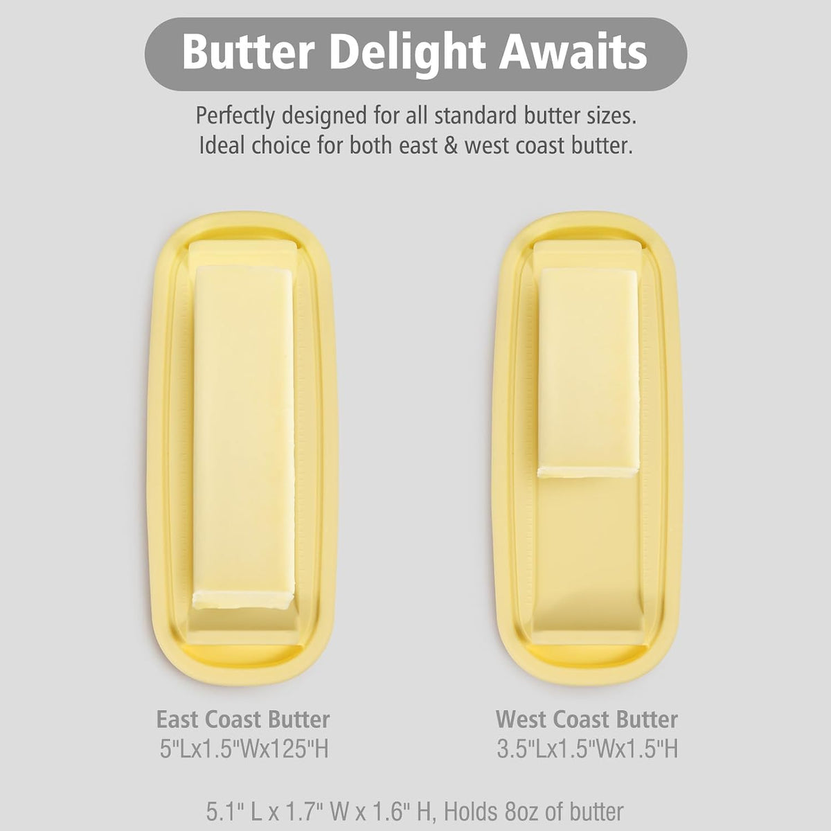 Small Butter Dish with Lid & Knife, Clear Plastic Butter Keeper for Countertop & Refrigerator