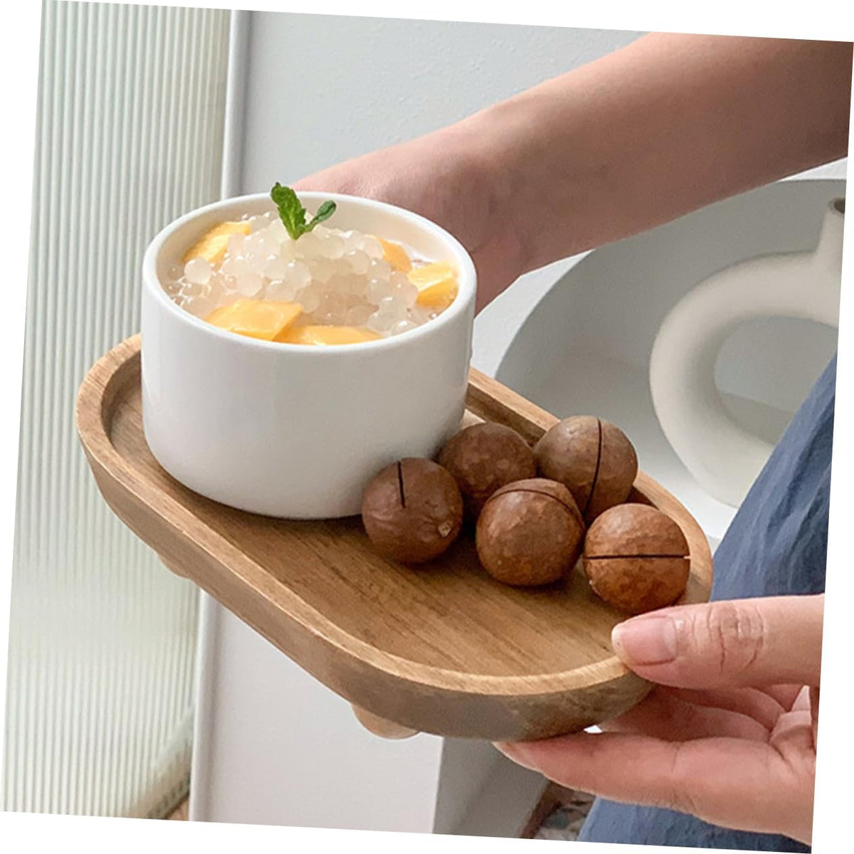 Handmade Wooden Tray Decorative Minimalist Design for Charcuterie Cracker Dessert Serving