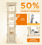 Made4Pets 71" Tall Cat Tree, Multi-Level Tower with Condo, Hammocks & Perches
