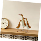 3pcs Wood Duck Figurine Statue, Tabletop Decor for Office Smooth Edges, Comfortable Touch, Safe to Use, Simple Cute Style, Living Room Display
