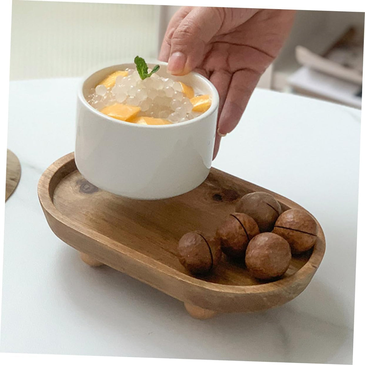Handmade Wooden Tray Decorative Minimalist Design for Charcuterie Cracker Dessert Serving