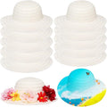 10 Pcs DIY Straw Hats with 60 Silk Flowers, Tea Party Craft Hats, Artificial Flower Cowboy Dress-Up Hats