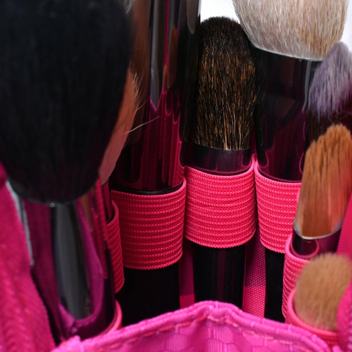 Portable Cosmetic Brush Bag Organizer for Travel Home Lightweight Tpu and Oxford Cloth, Easy to Clean, Compact Design, Translucent Look, Makeup Brushes Storage