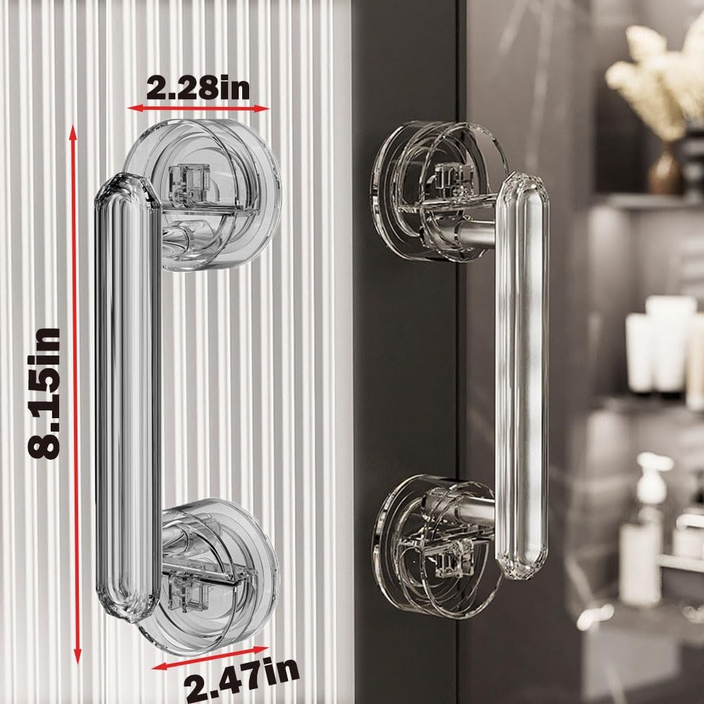 Diamond Suction Cup Door Handle, Strong Hold No-Drill Removable Handle for Doors, Windows & Cabinets