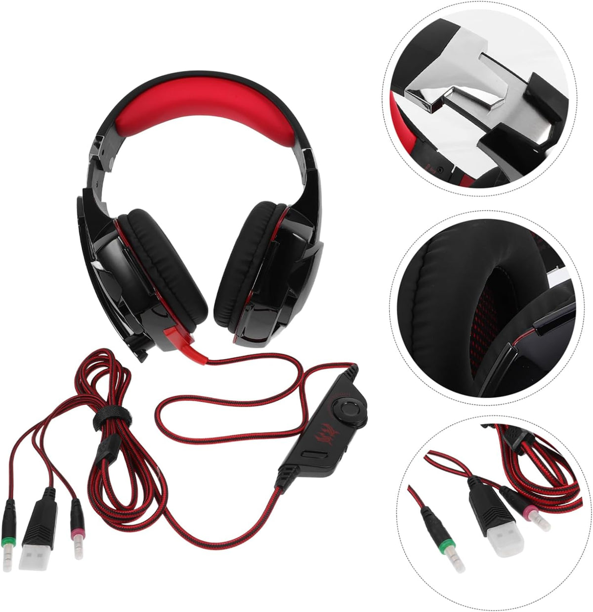 USB Gaming Headset with Mic, LED Lights, Vibration for PC | Plastic and PU Build, Super Over Ear Pads, Mute Button and Volume Control, Black Finish