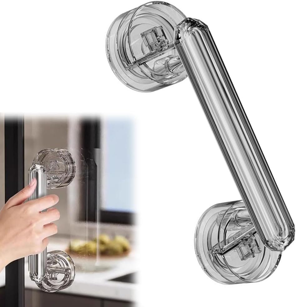 Diamond Suction Cup Door Handle, Strong Hold No-Drill Removable Handle for Doors, Windows & Cabinets