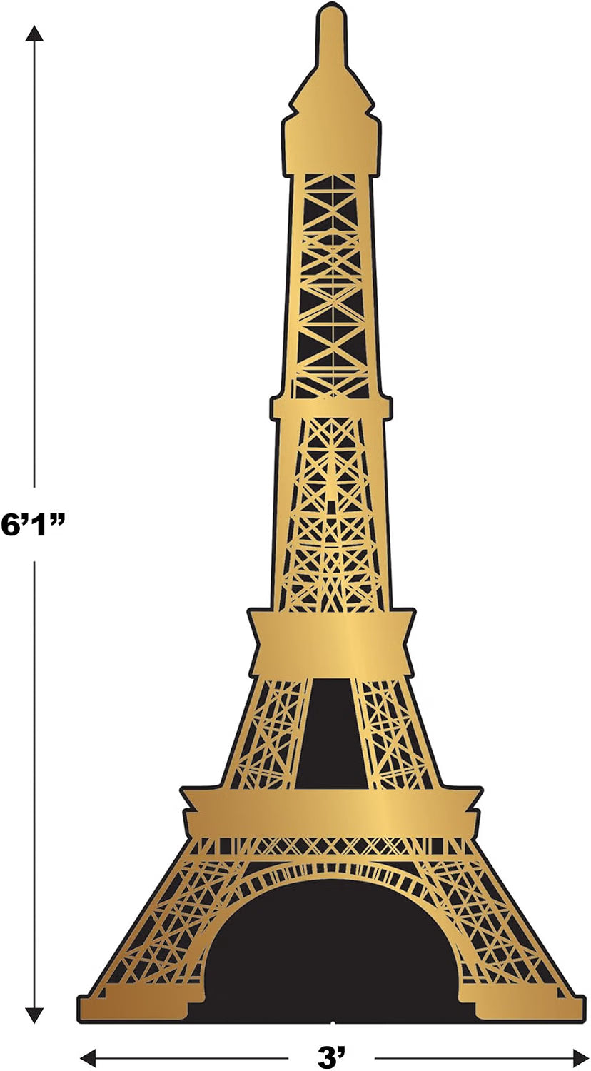 Eiffel Tower Stand Up Decoration - 6' - Black and White
