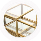 3-tier Jewelry Storage Box with Drawer Design, Golden Glass Alloy Closed Case, Tabletop Organization for Lip Gloss and Skin Care Bottles, Bathroom Counter or Office