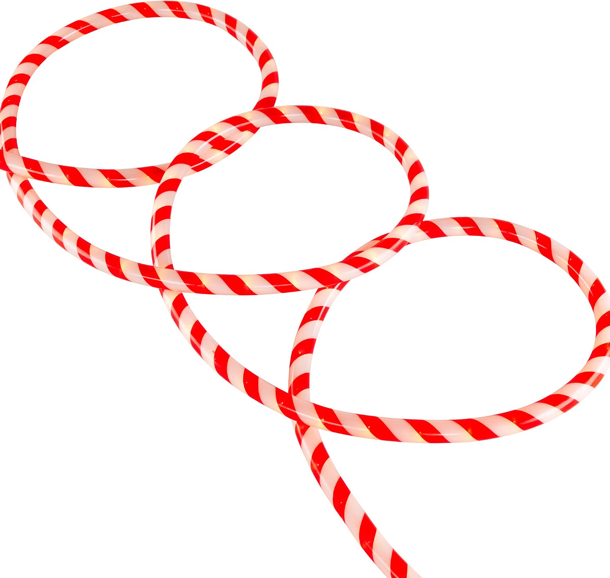 Striped Candy Cane Christmas Rope Lights - Red and White - 18'