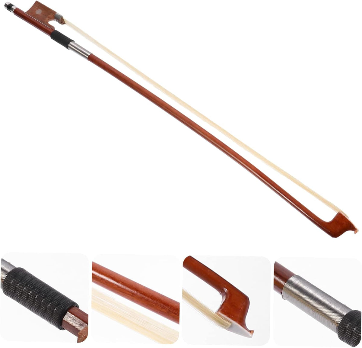 Violin Bow with Horse Hair Student Violin Bow Red Sandalwood Comfortable Use Great and Practice