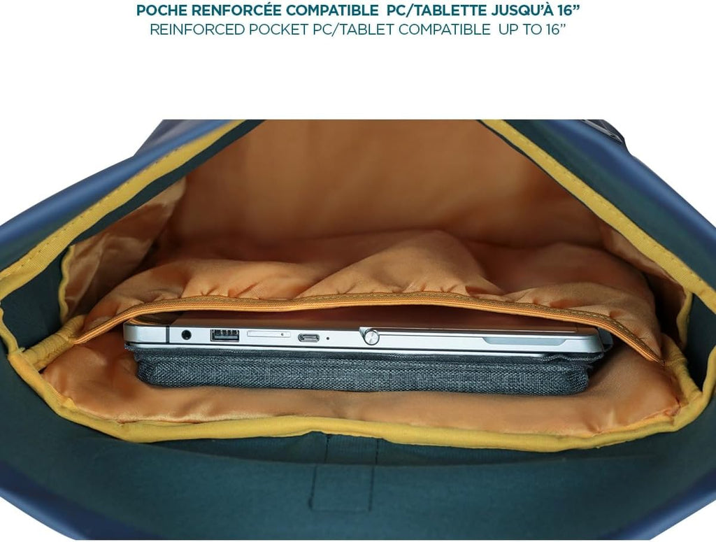 Urban Backpack Rolltop Reinforced Bag for 14-16 Inch Laptop Capacity 16L Water Resistant Midnight Blue