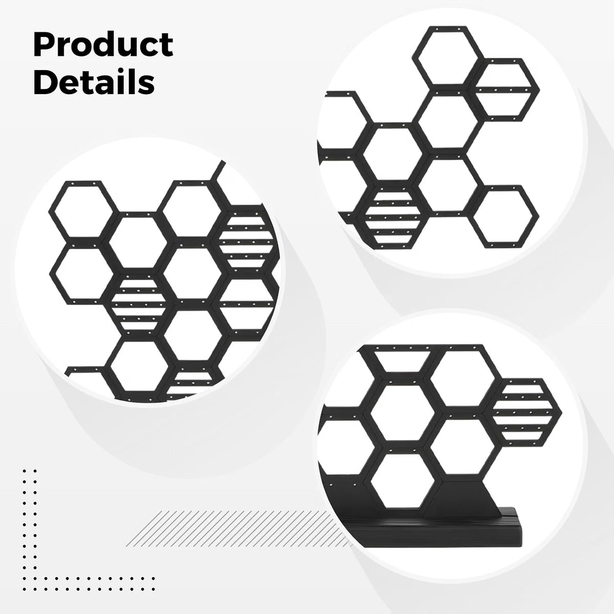 Black Honeycomb Wood Earring Holder, 140+ Hole Jewelry Display Stand for Studs & Dangle Earrings