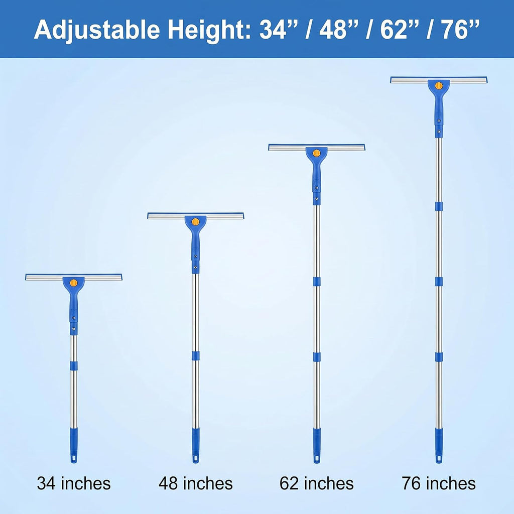 Exterior Window Cleaning Kit with 3 Gallon Bucket, Squeegee, Scrubber & Extension Pole