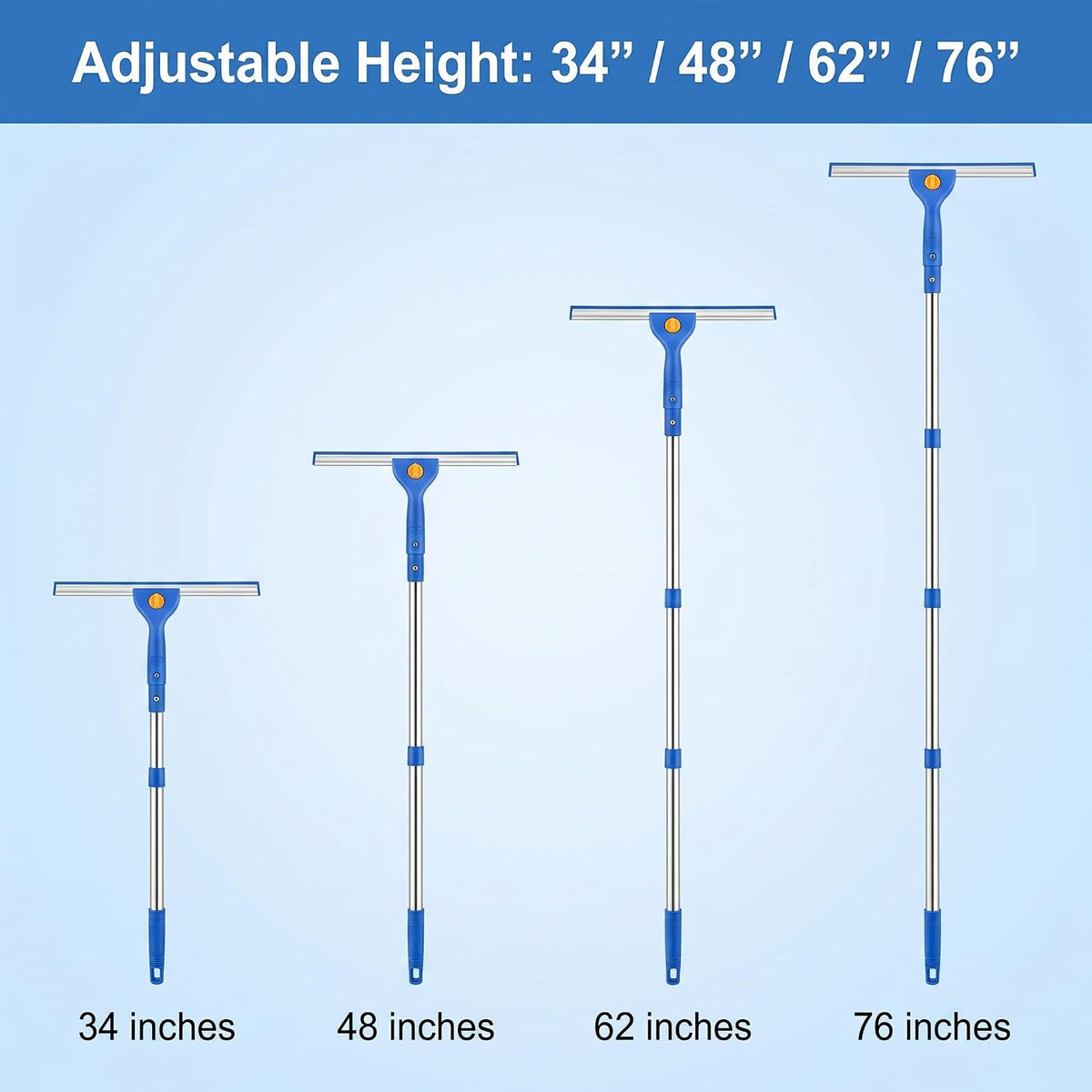 Exterior Window Cleaning Kit with 3 Gallon Bucket, Squeegee, Scrubber & Extension Pole