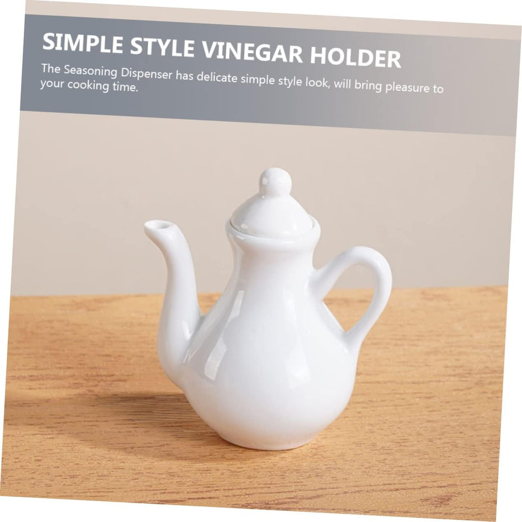 2pcs Ceramic Vinegar Pot Vinegar Dispenser Syrup Cruet Bottle Olive Oil Bottle Dispenser Ceramic Oil Dispenser Sauce Pitcher Kitchen Multifunction Ceramics Sauce Pot White