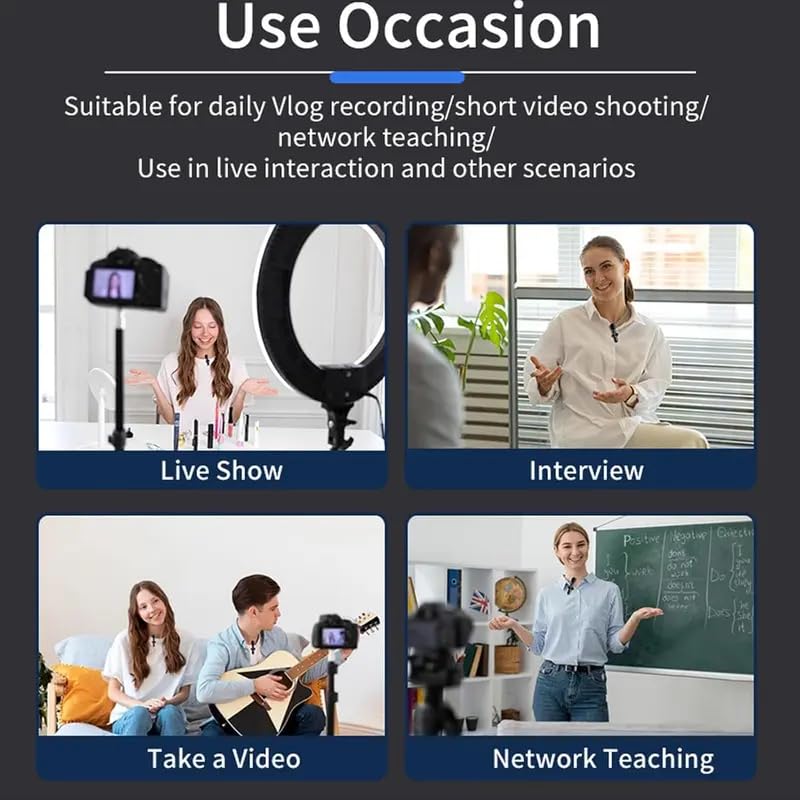 Wireless Lavalier Microphone for iPhone 15, Android & iPad - Plug-and-Play Mini Lapel Mic with Noise Canceling