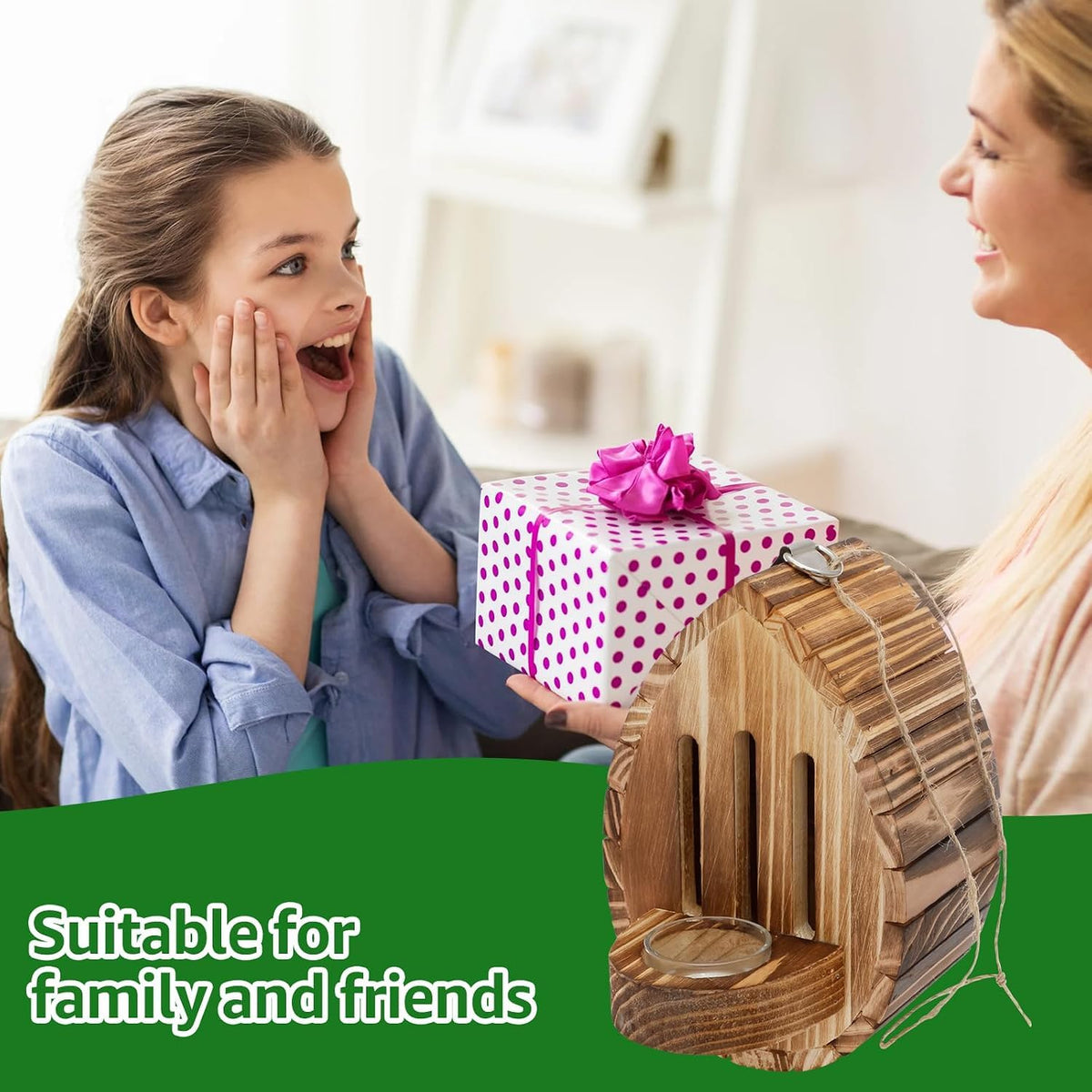 Wooden Butterfly House and Feeder, Natural Teardrop Butterfly Habitat Box with Nectar Dish & Cleanout Door, Outdoor Hanging Wild Insect Shelter for Garden Yard Decor, Gardening Gift for Mom Women