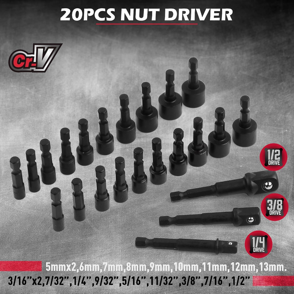 244-Piece Master Screwdriver Bit & Magnetic Nut Driver Set – SAE & Metric Power Drill Bits, Flexible Extension Shaft, Mini Ratchet Wrench, Socket Adapters & Heavy-Duty Red Storage Cases