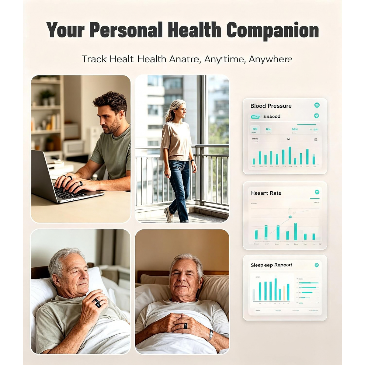 AI Smart Ring for Women Men, Health Ring with AI Health Analysis, IP68