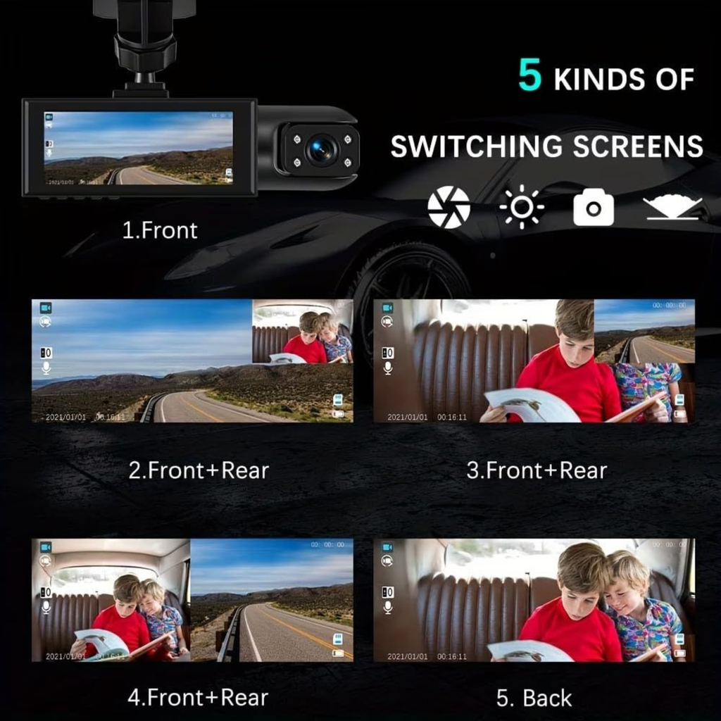 1080P Dual Camera Dash Cam Front and Inside Car DVR Recorder