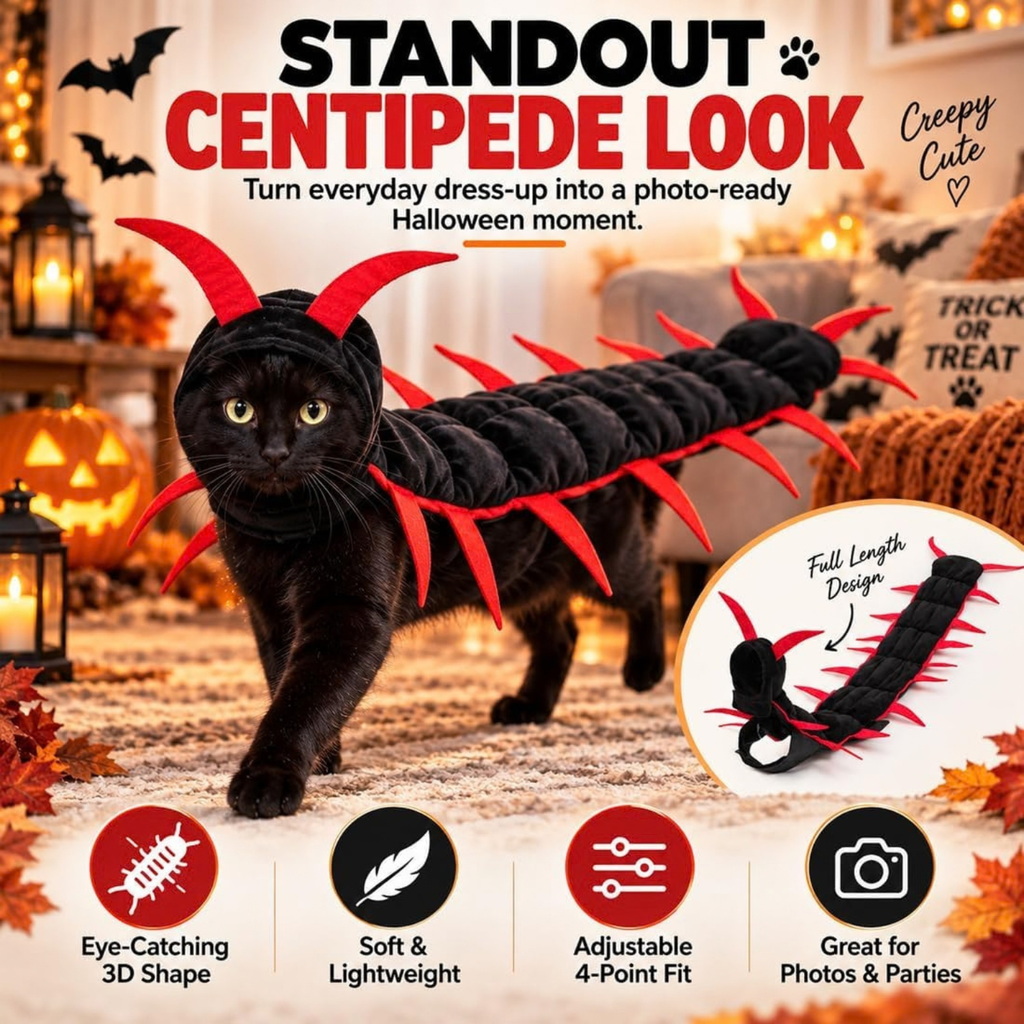 Centipede Cat Costume, 3D Halloween Centipede Costume for Cats & Small Dogs