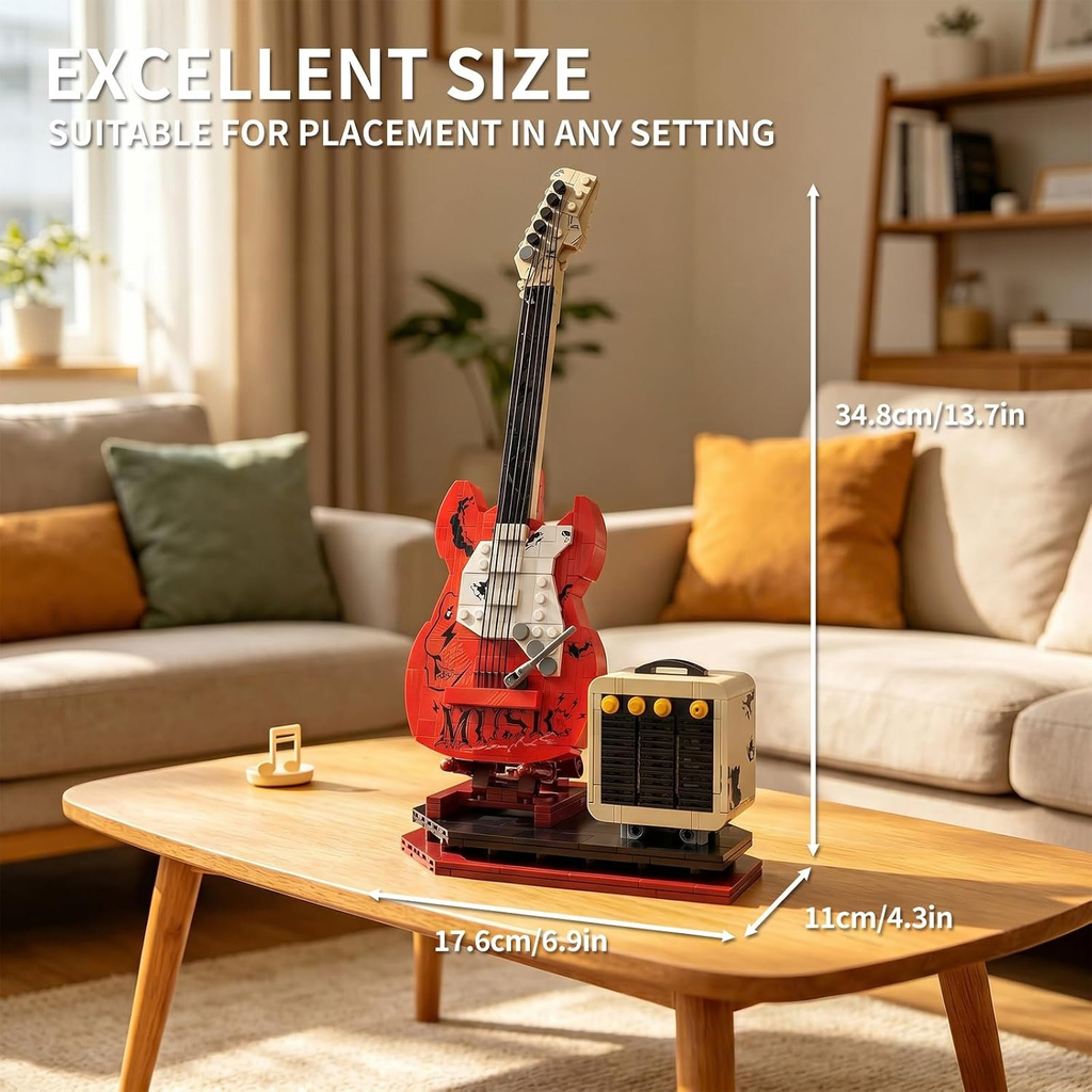Electric Guitar Model Building Set with Bluetooth Speaker and Stand