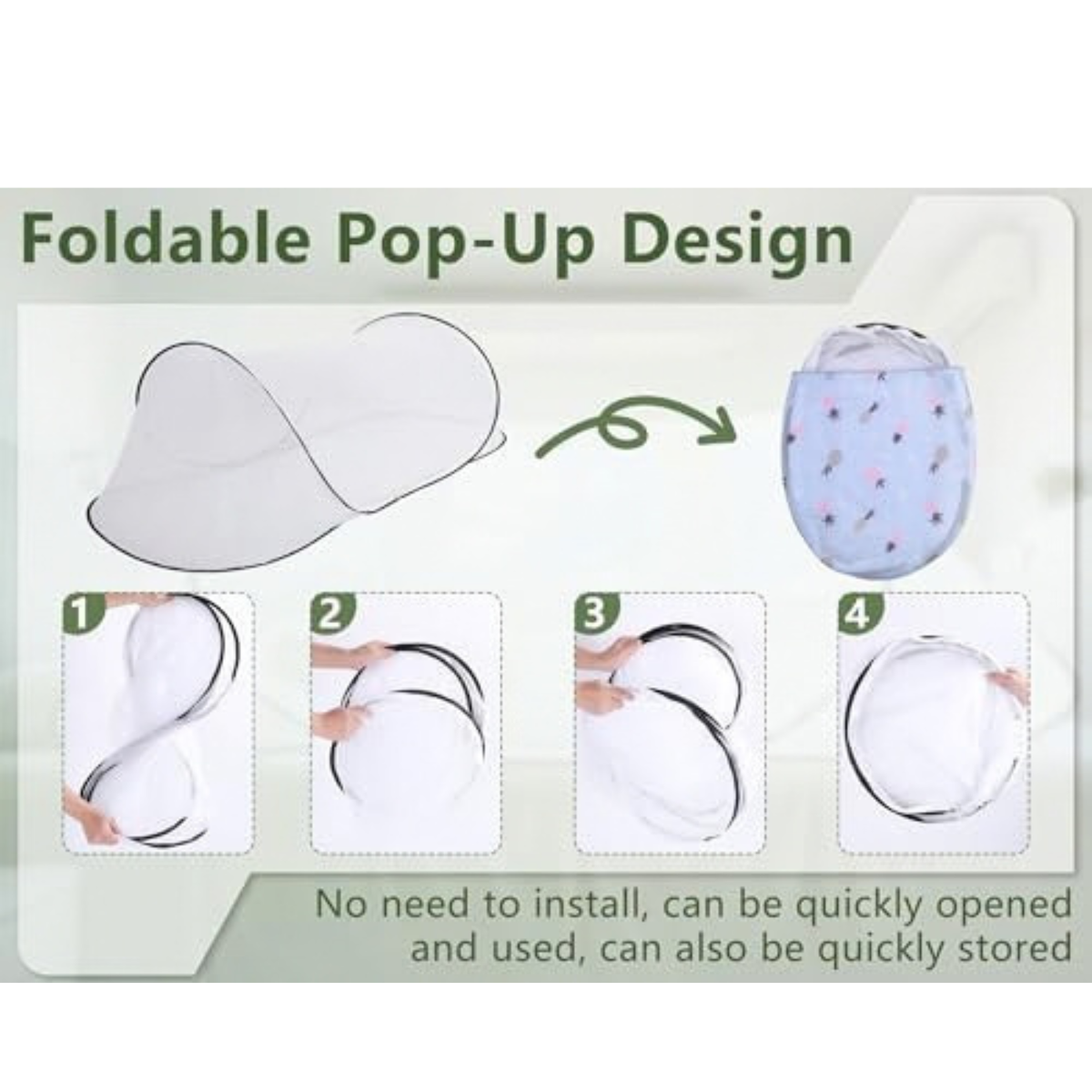 Gugxiom Pop Up Mosquito Net, Portable Foldable Camping Mosquito Net(Black)
