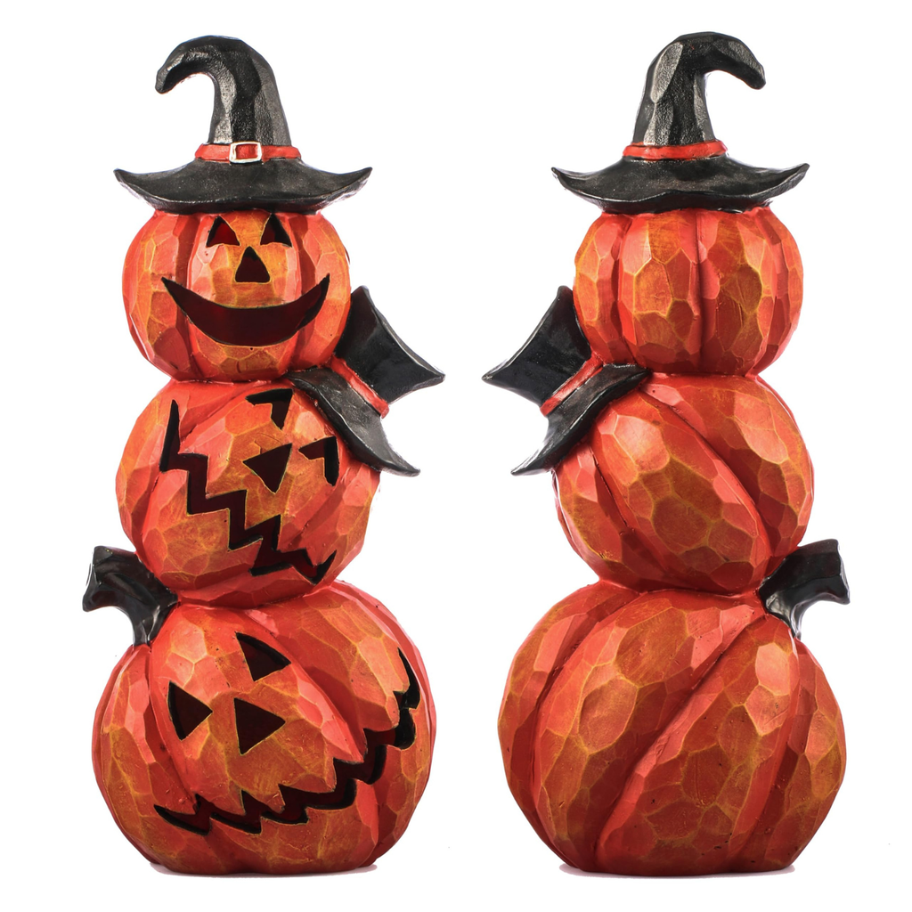 Light Up Evil Pumpkin 3-Layer Halloween Decoration 14 Inch Jack O' Stack
