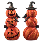 Light Up Evil Pumpkin 3-Layer Halloween Decoration 14 Inch Jack O' Stack