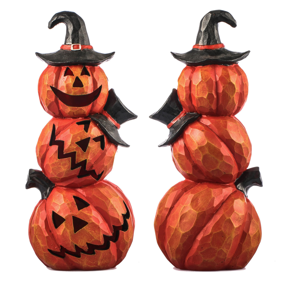 Light Up Evil Pumpkin 3-Layer Halloween Decoration 14 Inch Jack O' Stack
