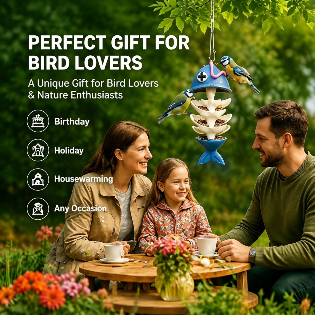 Decorative Hanging Bird Feeder, Fish Bone Wild Bird Feeder Outdoor Garden