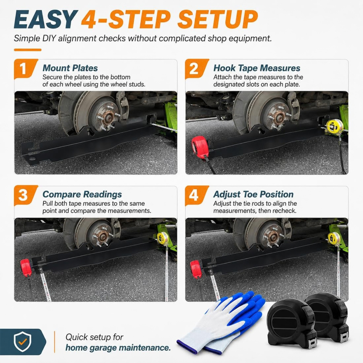 Stainless Steel Toe Alignment Tool Plates for Cars Trucks SUVs DIY Adjustment