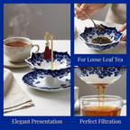 Umbrella Tea Strainer Umbrella Shape Ceramic Tea Infuser Blue