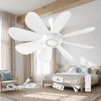 Collapsible Ceiling Fan with Remote & Light, 8 Detachable Blades, Quiet Portable Fan