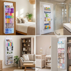 6-Tier Hanging Yarn Storage Organizer with Zippered Compartments and Mesh Pockets