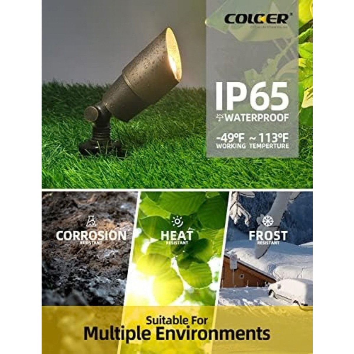 Solid Brass Landscape Spotlights 6 Pack with 5W MR16 (101B Bronze)