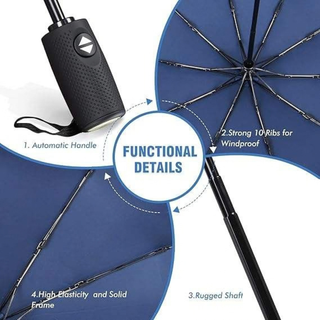 Creative Ring Buckle Windproof Automatic Folding Umbrella with UPF 50+ UV Protection