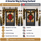 Garland Hanger for Front Door, Adjustable No Hardware Garland Hanger