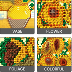 Sunflower Pixelated Brick Art Mini Blocks Wall Art Set for Adults