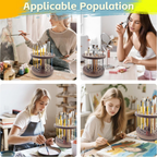 360° Rotating Hardwood Paint Brush Holder, Artist Desktop Storage Organizer