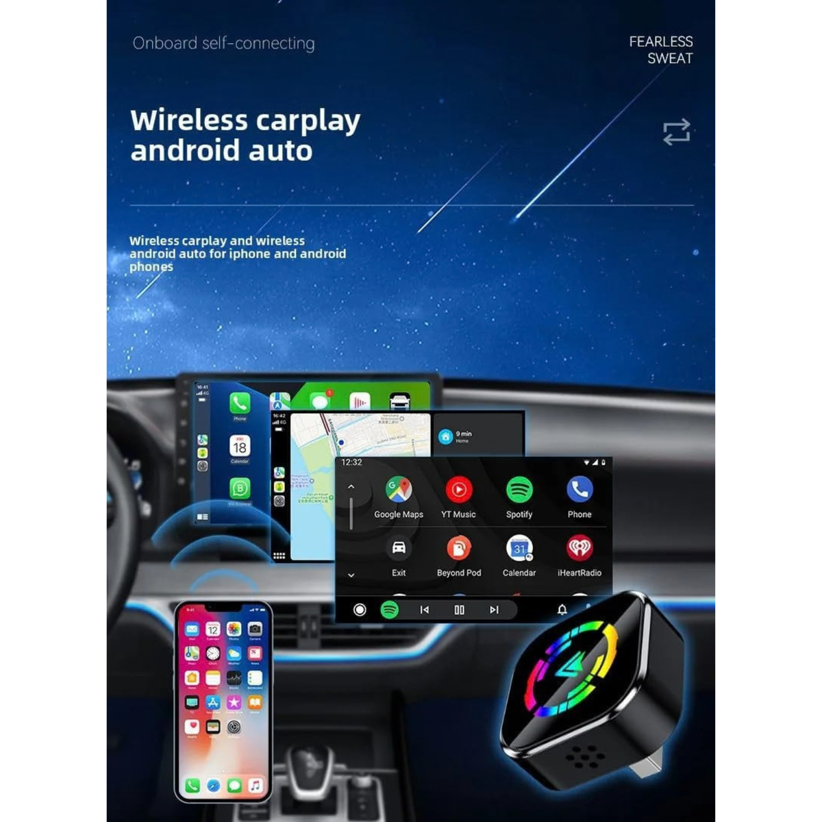 Wireless CarPlay Adapter 2-in-1 Wireless CarPlay Android Auto Dongle Plug and Play