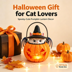 Halloween Cat Pumpkin Light, 3D Printed Witch Cat Tabletop Decor