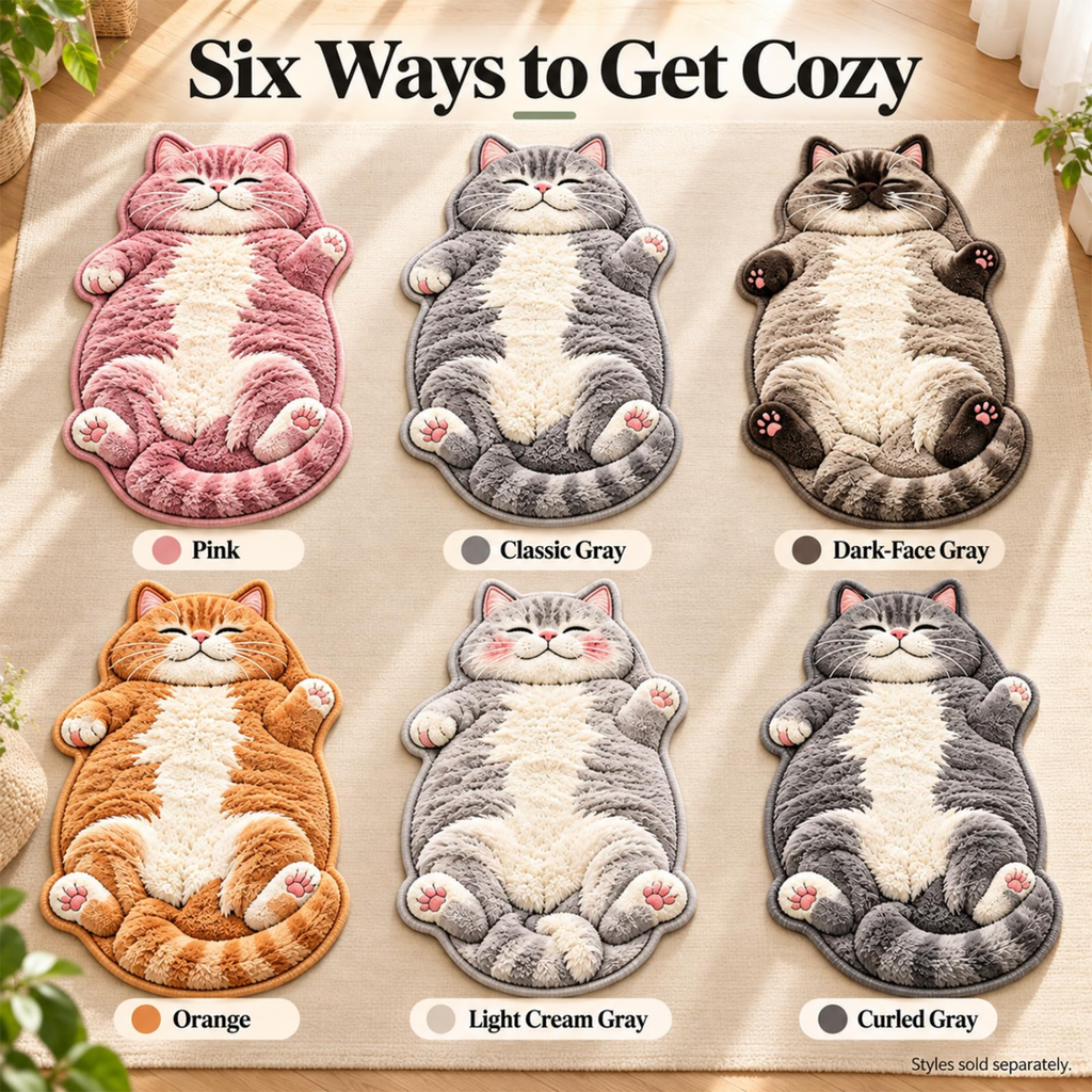 3D Cozy Cat Rugs, Sleeping Cat Rug Floor Mat for Entryway Bedside (#e,48in)