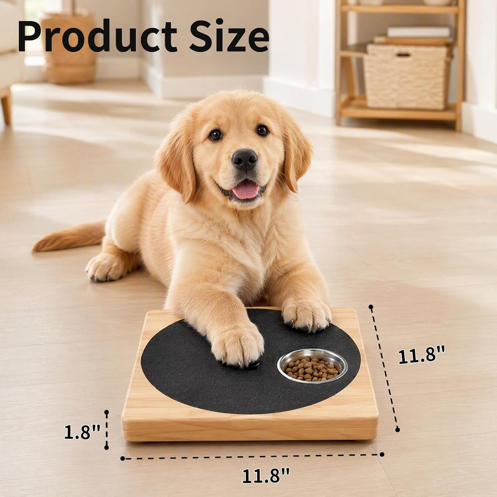 Wooden Dog Nail File Board with Built-in Treat Bowl, Black