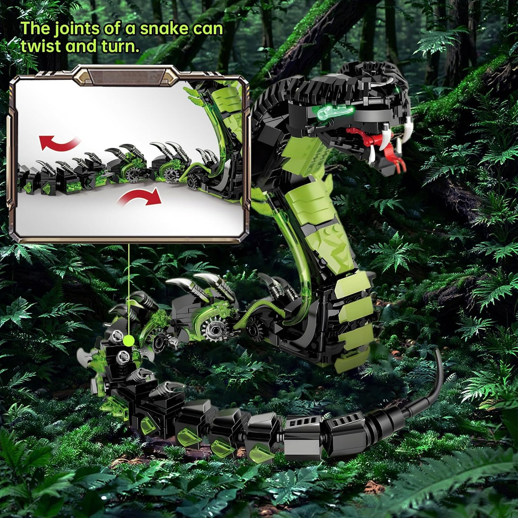 Mechanical Snake Building Blocks Set 3D Cobra Model for Adults Kids