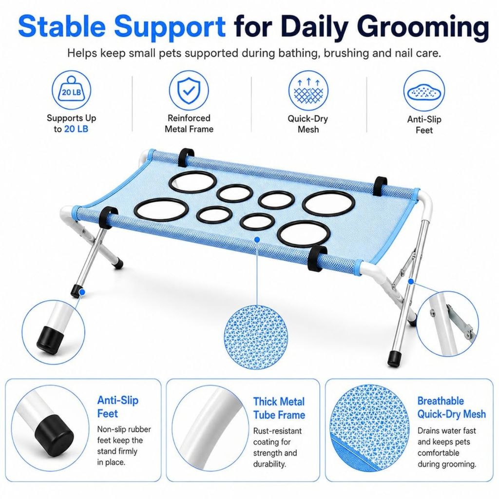 Pet Grooming Hammock for Dogs, Portable Dog Bath Hammock with Stand