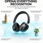 AI Camera Headset 8MP 1080P Video with Bluetooth and Dolby Atmos，Black