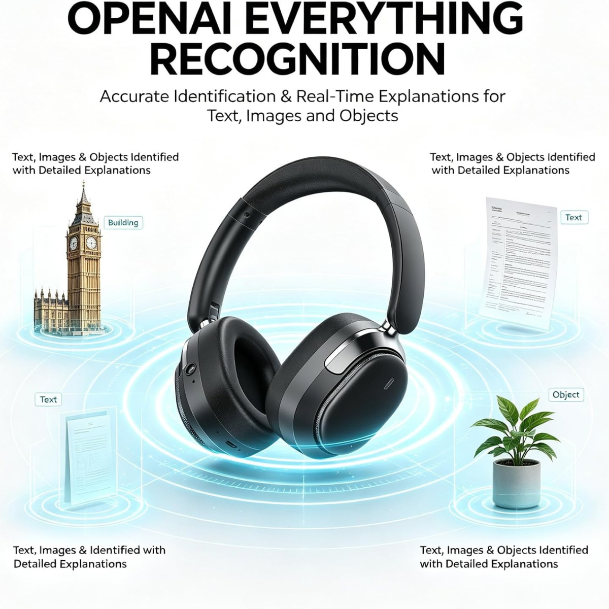 AI Camera Headset 8MP 1080P Video with Bluetooth and Dolby Atmos，Black