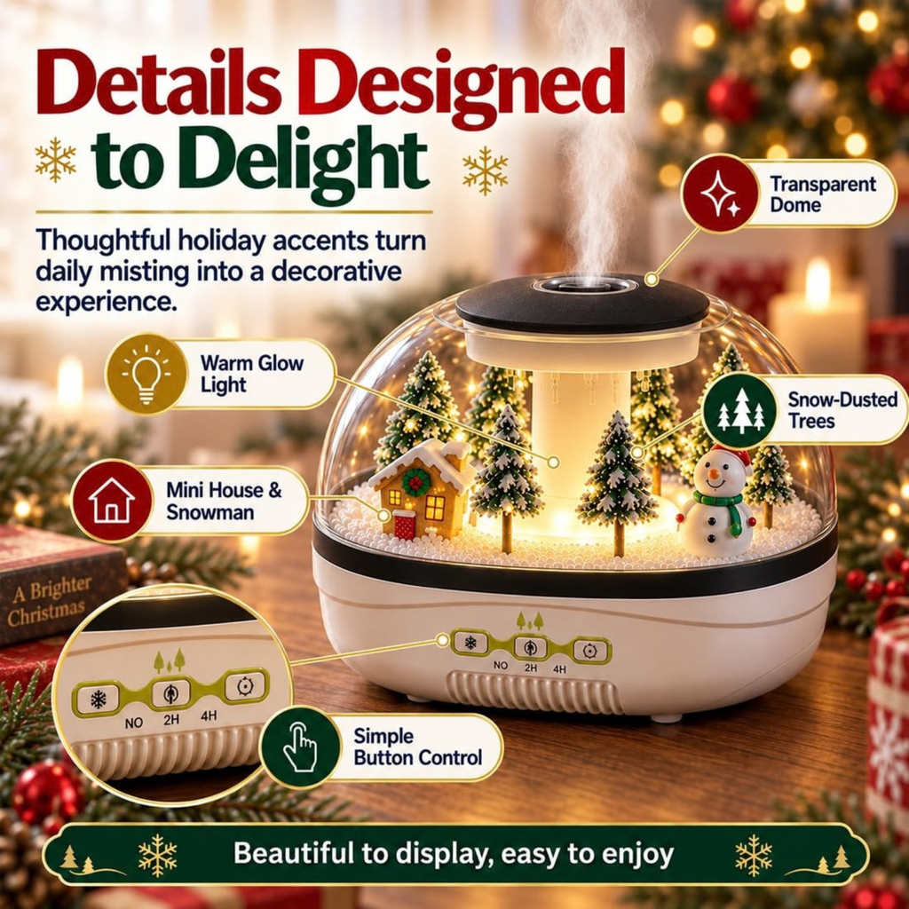 Christmas Village Humidifier, Snow Village Raindrop Essential Oil Diffuser
