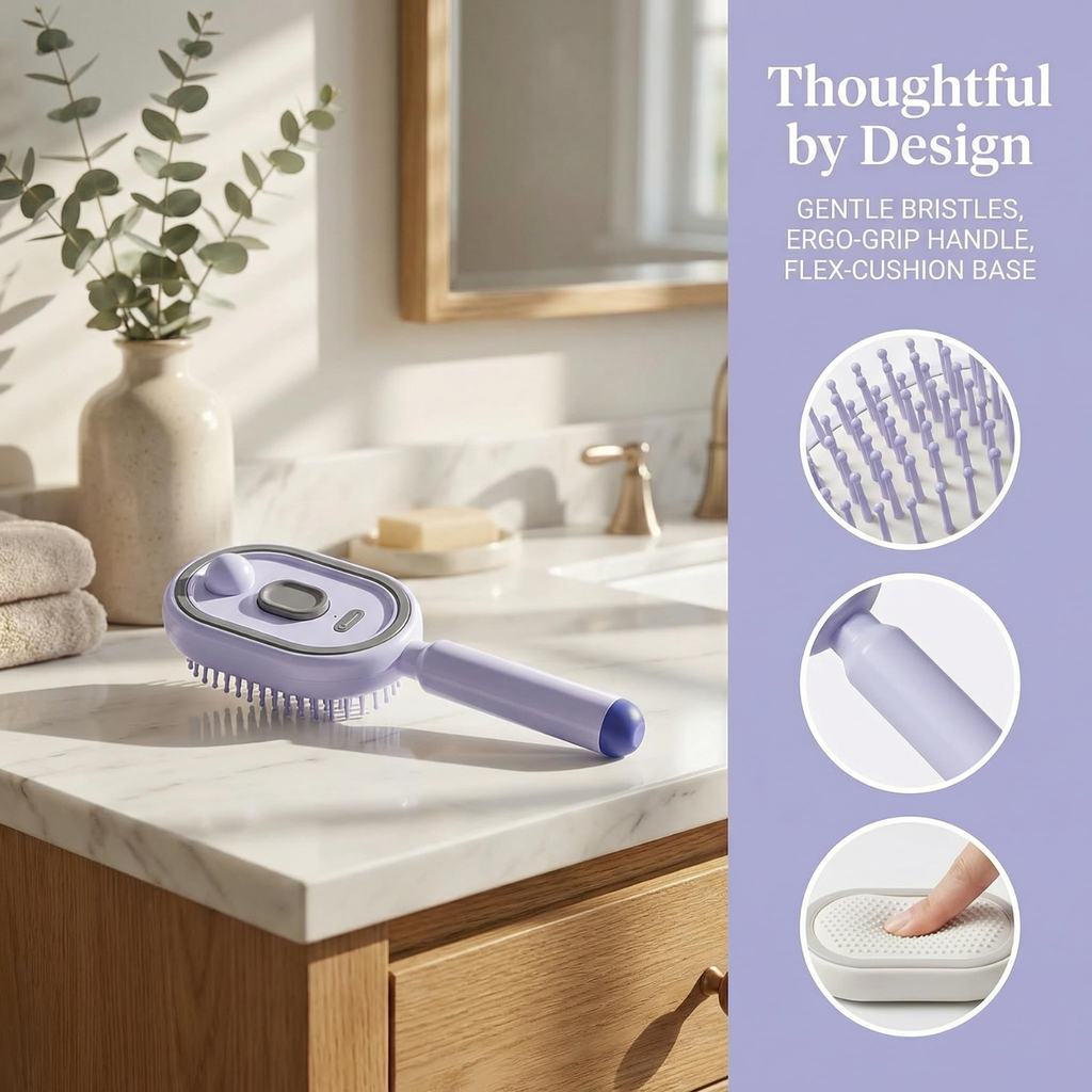 Electric Spray Air Cushion Massage Comb, Rechargeable Mist Detangling Brush for Frizzy Hair